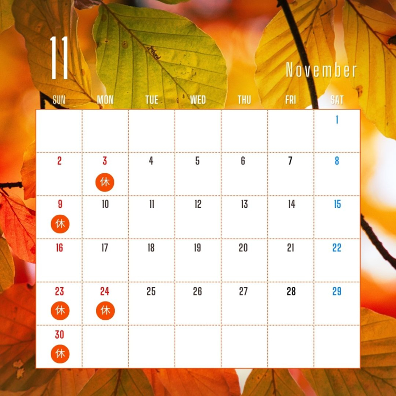 オレンジ シンプル 冬 2025年 11月 12月 1月 カレンダー Instagram 投稿